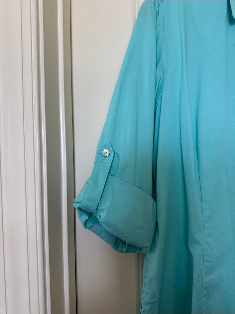 Finley Turquoise Button-Up Shirt - Picture 3 of 4